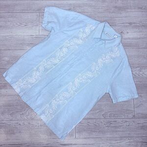 Cubavera shirt sleeve light cotton linen tropical button front Hawaiian shirt M